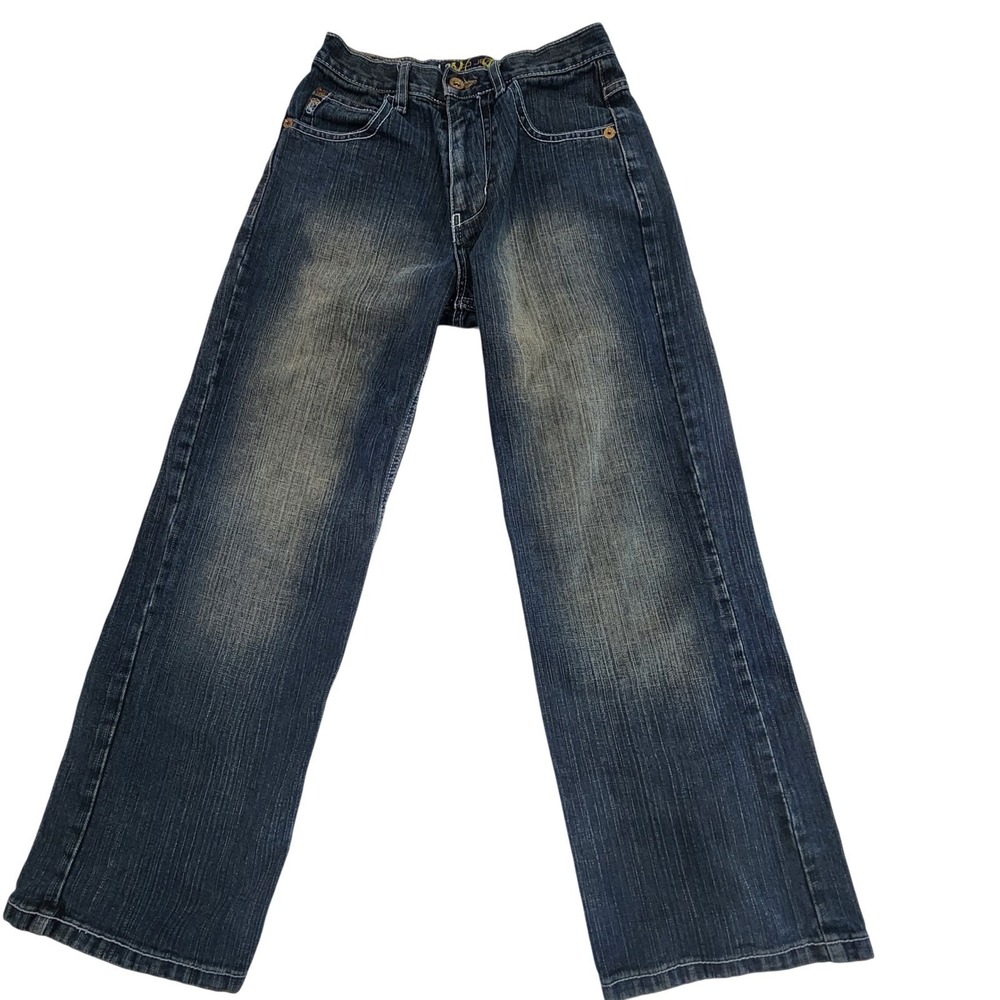PACO Jeans Blue Denim Boys size 12 Embellished Pockets Rock Embroidered - Picture 2 of 11